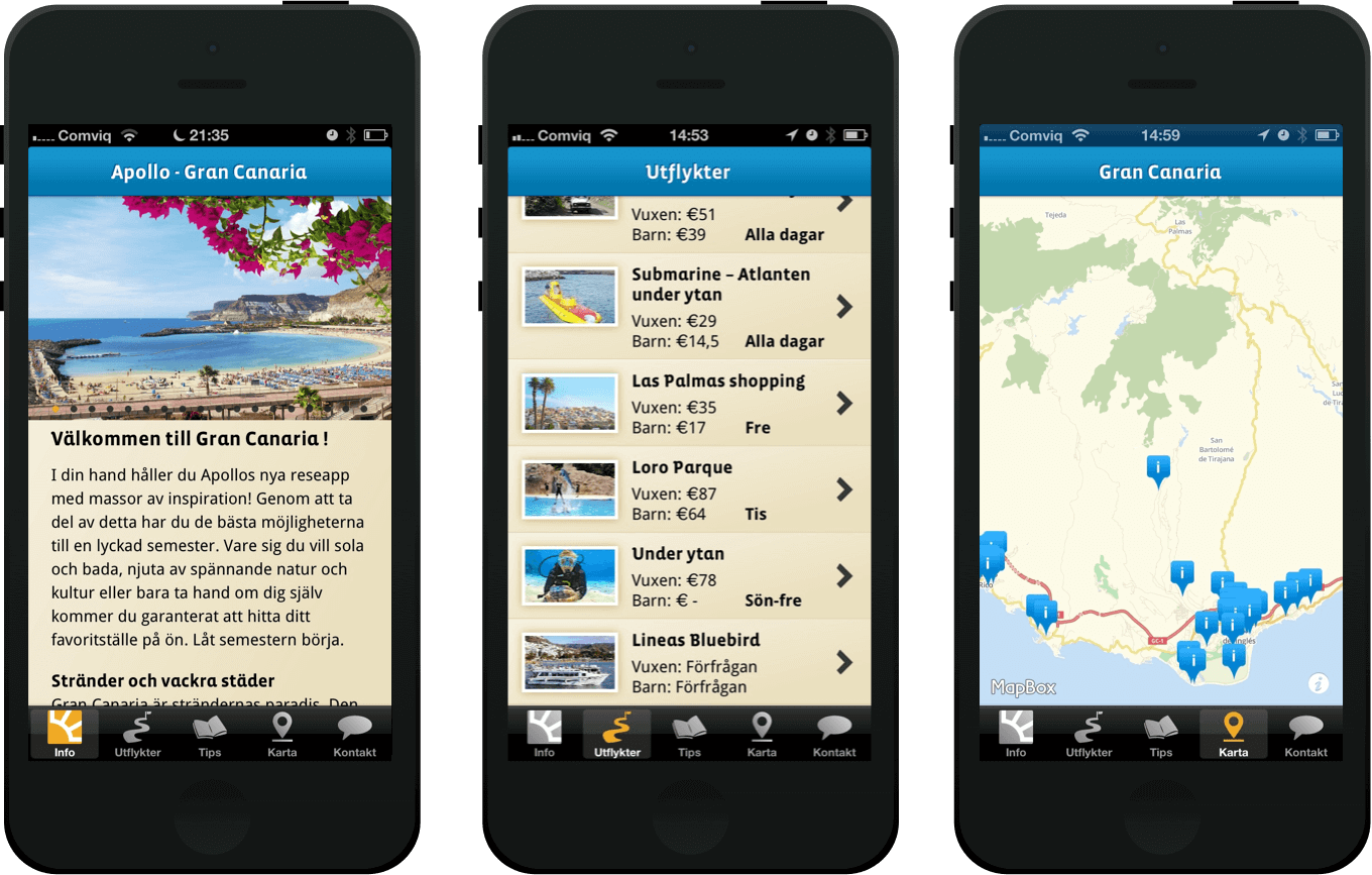 A mobile app to use while on the vacation